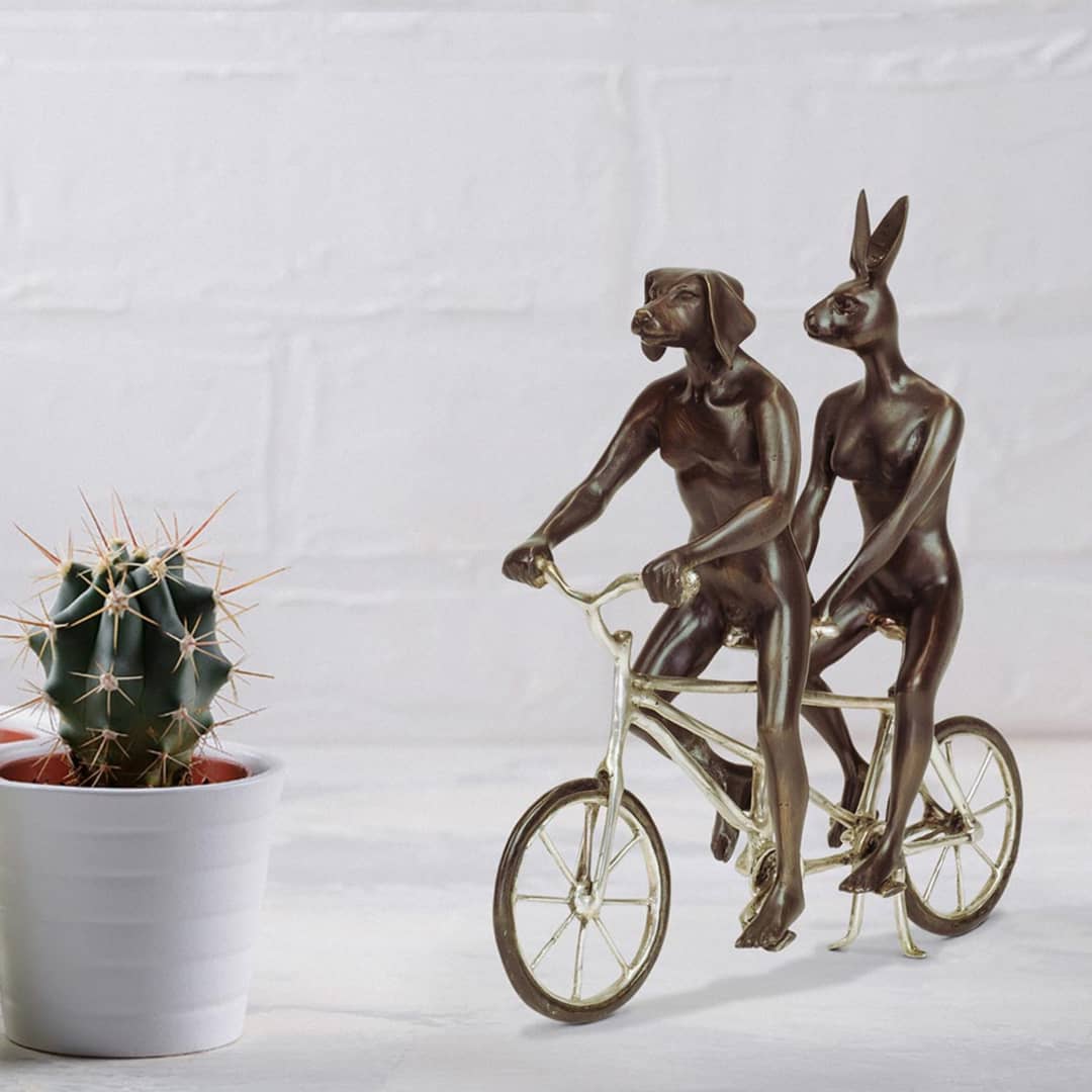 Gillie and Marc Bronze Sculpture ~ 'They Loved Riding Together in Paris' (Silver) - Curate Art & Design Gallery Sorrento Mornington Peninsula Melbourne