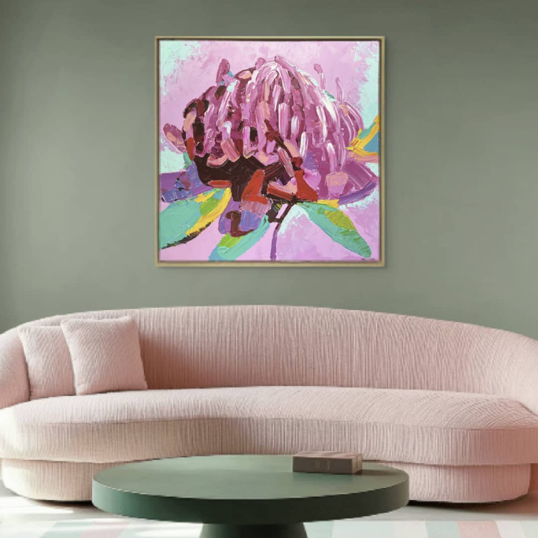 Nancy Cover original painting ~ 'Crimson Crown' @ Curate Art & Design, must-visit art gallery in Daylesford, Victoria.
