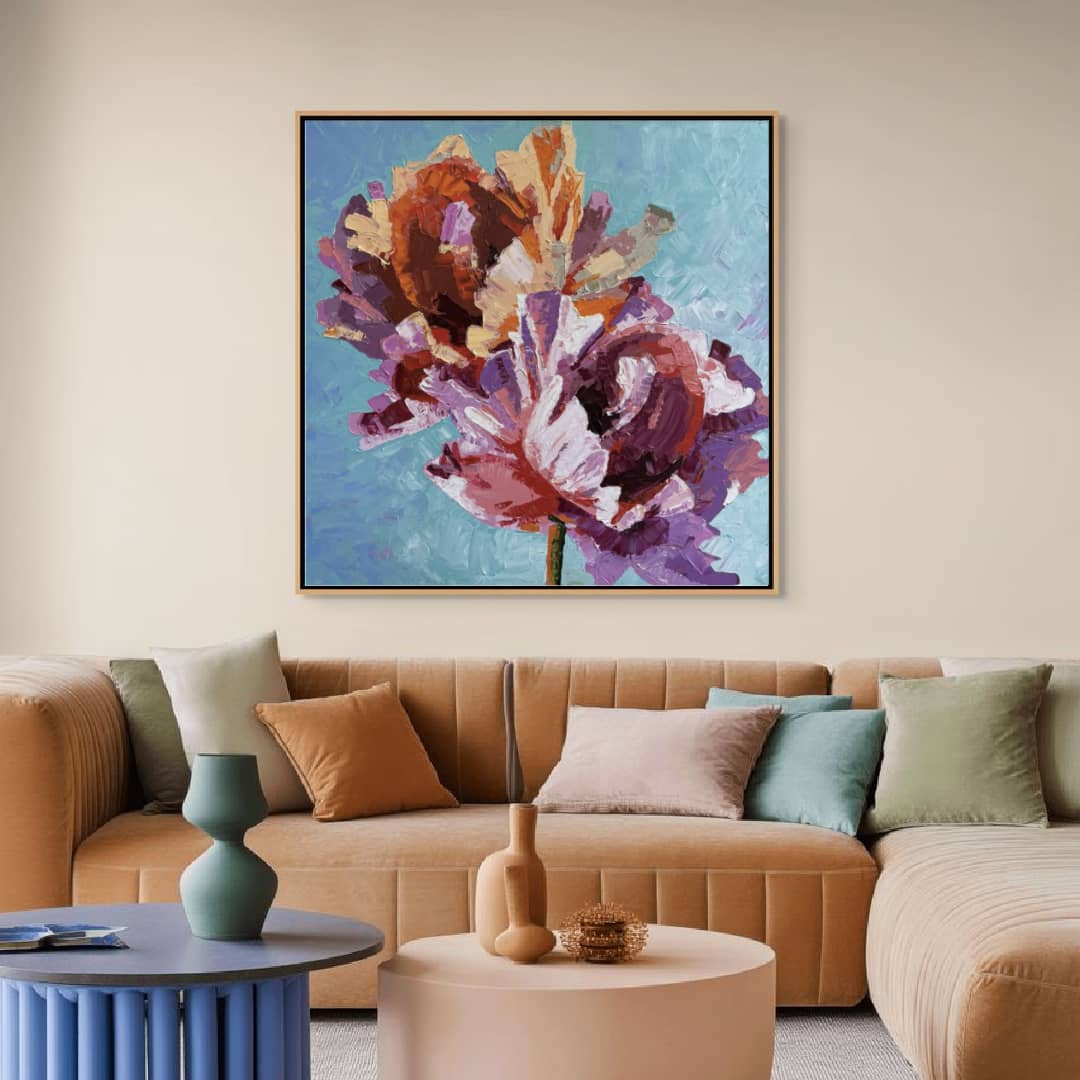 Nancy Cover original painting ~ 'Sunlit Petals' @ Curate Art & Design, must-visit art gallery in Daylesford, Victoria.
