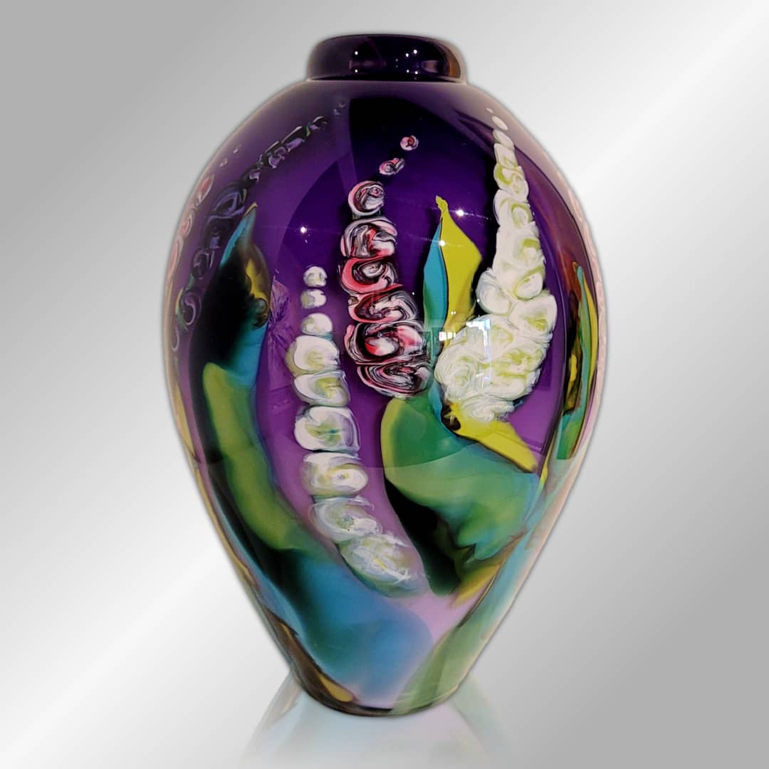 Roberta Easton Glass Vase ~ 'Foxglove in Purple (Large)' - Curate Art & Design Gallery Sorrento Mornington Peninsula Melbourne