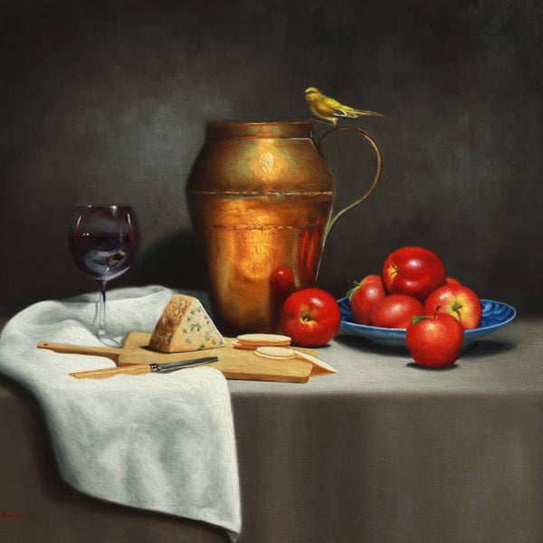 Vicki Sullivan Painting ~ 'Antique Copper Jug with Red Apples' - Curate Art & Design Gallery Sorrento Mornington Peninsula Melbourne