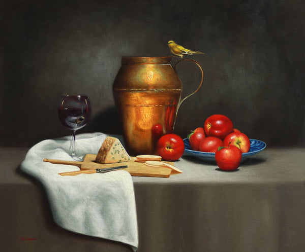 Vicki Sullivan Painting ~ 'Antique Copper Jug with Red Apples' - Curate Art & Design Gallery Sorrento Mornington Peninsula Melbourne