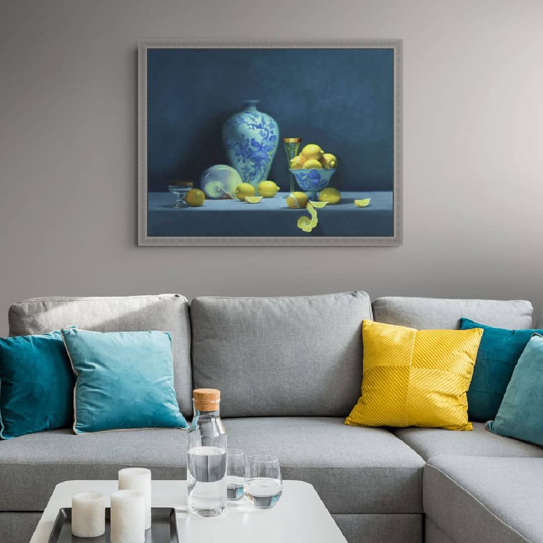 Vicki Sullivan (Archibald Prize Finalist 2026) painting ~ 'Citrus Celebration' @ Curate Art & Design in Daylesford, Victoria (formerly Sorrento).