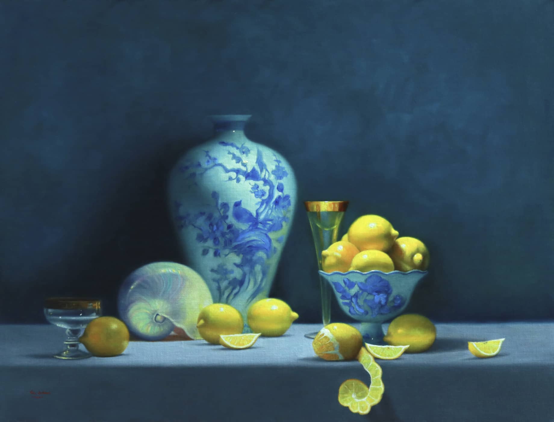 Vicki Sullivan (Archibald Prize Finalist 2026) painting ~ 'Citrus Celebration' @ Curate Art & Design in Daylesford, Victoria (formerly Sorrento).