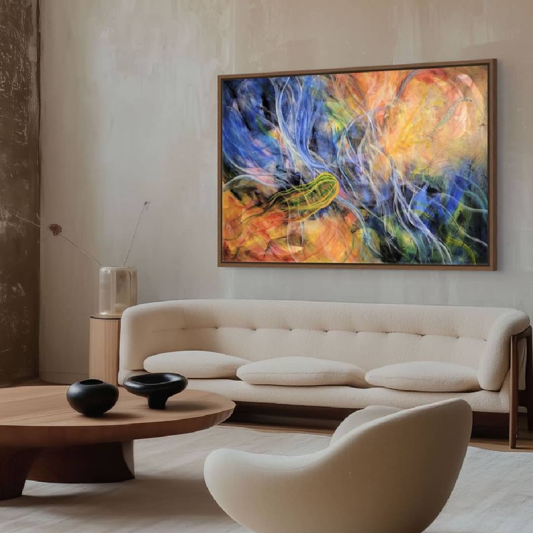 Australian abstract artist Mitch Miller painting ~ ''Transcendence' - Exclusively at Curate Art & Design Gallery in Daylesford, Victoria.