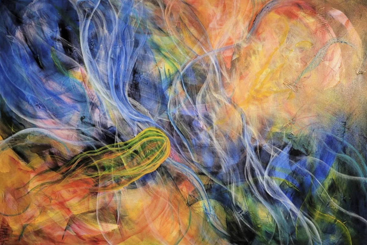 Australian abstract artist Mitch Miller painting ~ ''Transcendence' - Exclusively at Curate Art & Design Gallery in Daylesford, Victoria.
