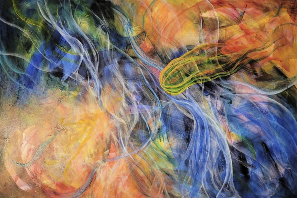 Australian abstract artist Mitch Miller painting ~ ''Transcendence' - Exclusively at Curate Art & Design Gallery in Daylesford, Victoria.