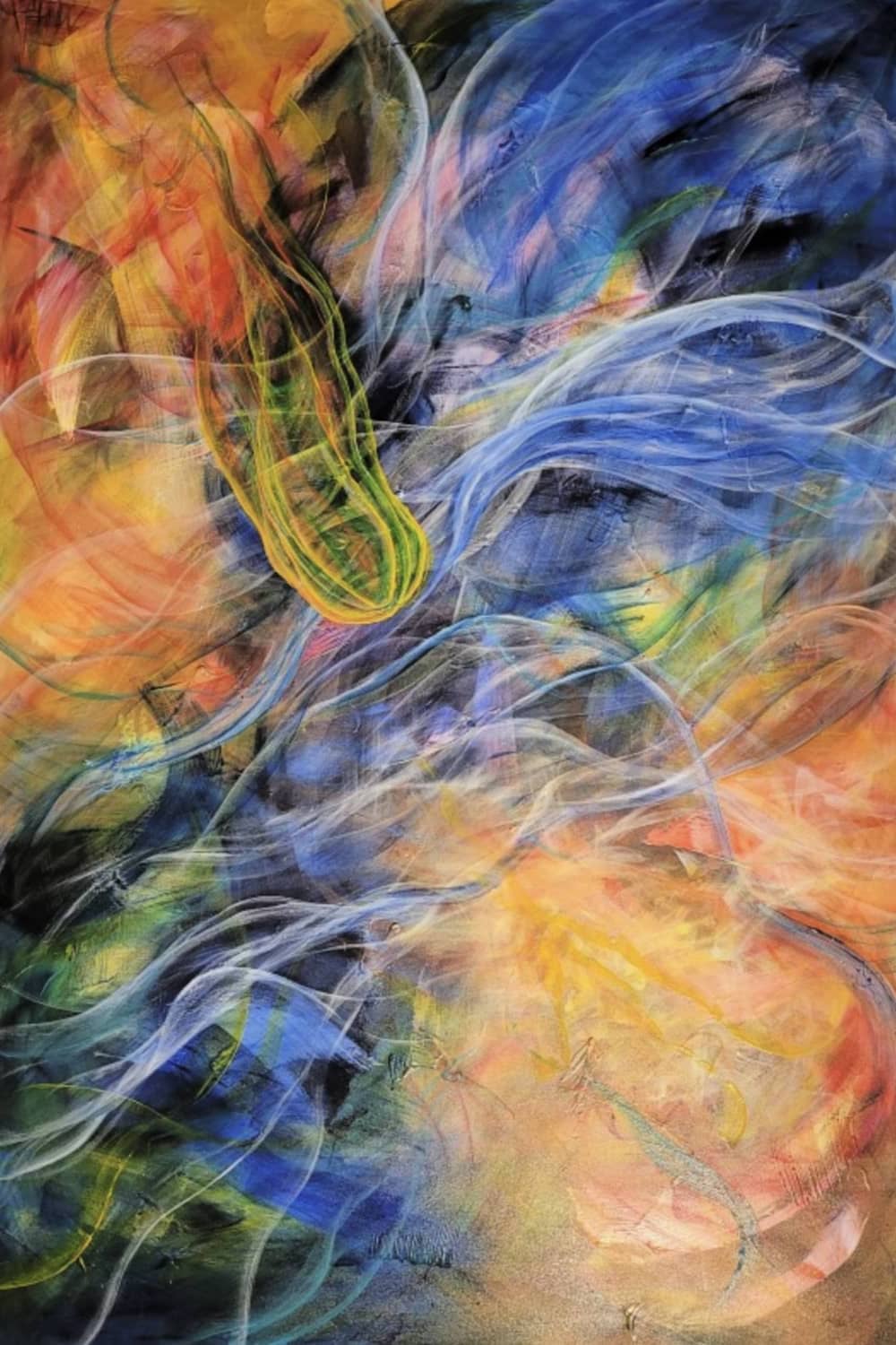 Australian abstract artist Mitch Miller painting ~ ''Transcendence' - Exclusively at Curate Art & Design Gallery in Daylesford, Victoria.