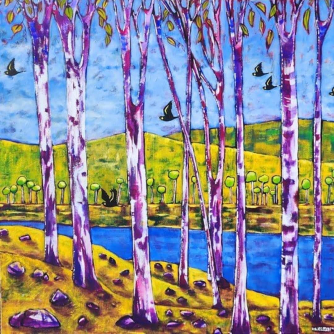 Beverley Skurulis Painting ~ 'A Chattering in the Gums' - Curate Art & Design Gallery Sorrento Mornington Peninsula Melbourne