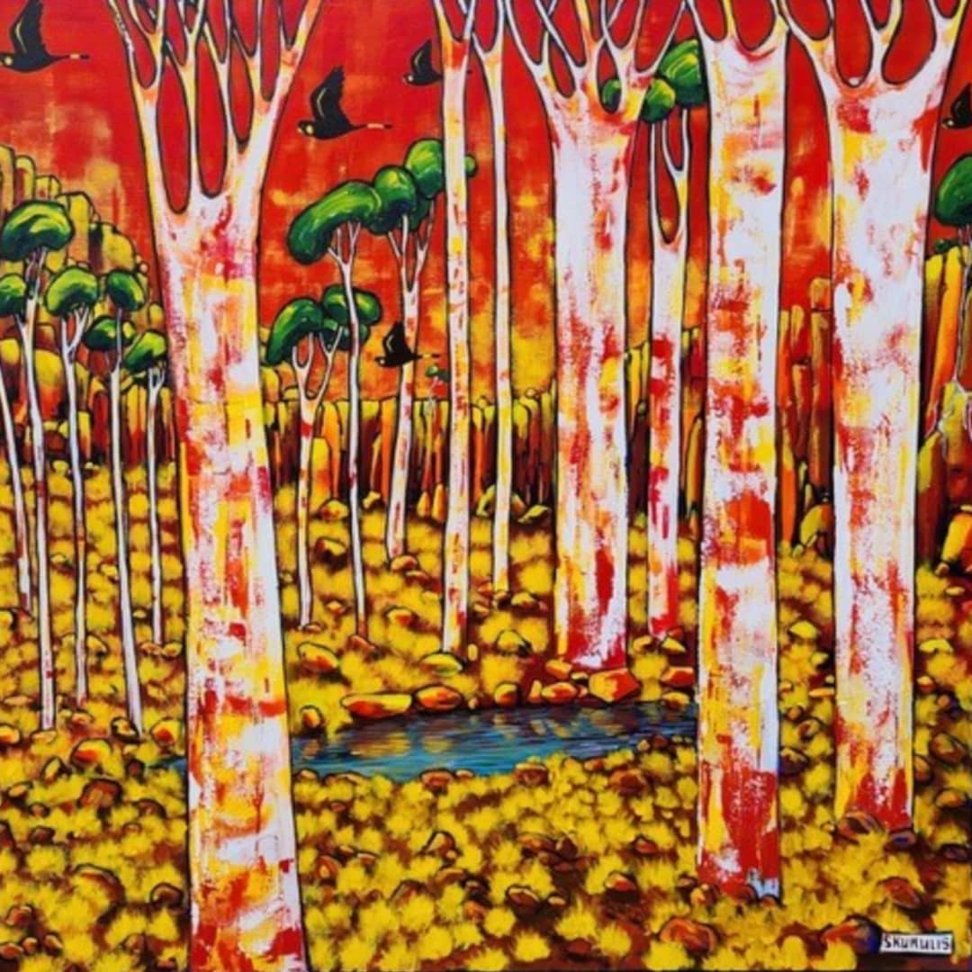 Beverley Skurulis Painting ~ 'A Crackle in the Gorge' - Curate Art & Design Gallery Sorrento Mornington Peninsula Melbourne
