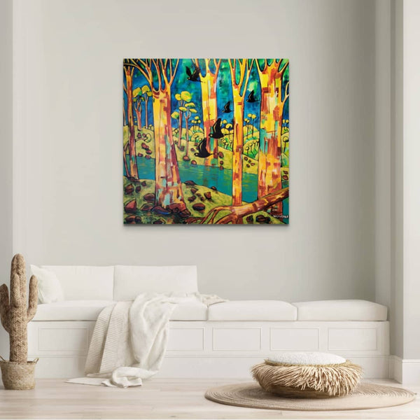 Beverley Skurulis Painting ~ 'It's All About the Birds' - Curate Art & Design Gallery Sorrento Mornington Peninsula Melbourne
