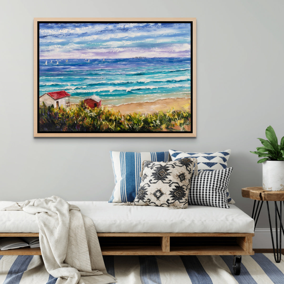 Australian Artist Esther Shohet Painting ~ 'Beach Box Dreaming' - Curate Art & Design Gallery Sorrento Mornington Peninsula Melbourne