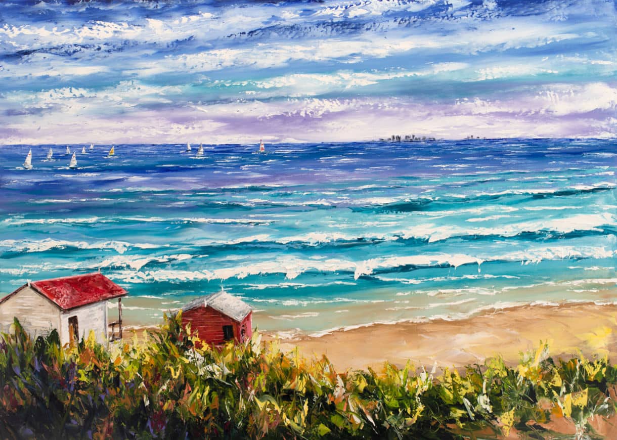 Australian Artist Esther Shohet Painting ~ 'Beach Box Dreaming' - Curate Art & Design Gallery Sorrento Mornington Peninsula Melbourne