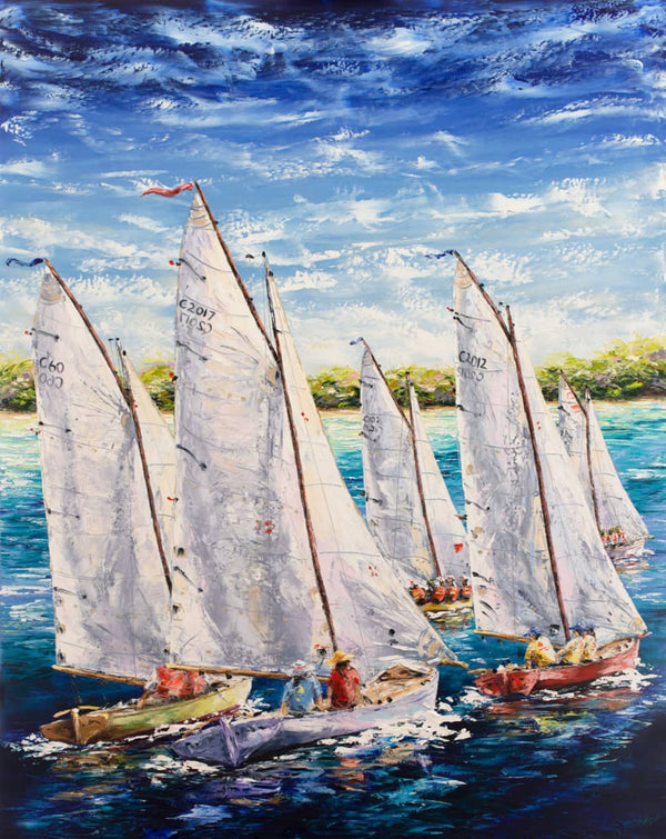 Tasmanian-Based Australian Artist Esther Shohet Painting ~ 'Couta Boats at Sorrento' - Curate Art & Design Gallery Sorrento Mornington Peninsula Melbourne