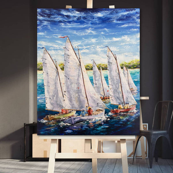 Tasmanian-Based Australian Artist Esther Shohet Painting ~ 'Couta Boats at Sorrento' - Curate Art & Design Gallery Sorrento Mornington Peninsula Melbourne