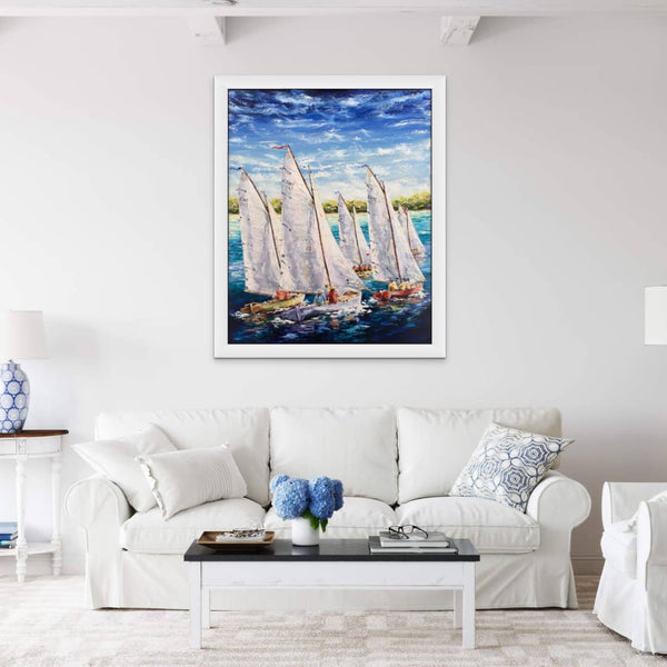 Tasmanian-Based Australian Artist Esther Shohet Painting ~ 'Couta Boats at Sorrento' - Curate Art & Design Gallery Sorrento Mornington Peninsula Melbourne