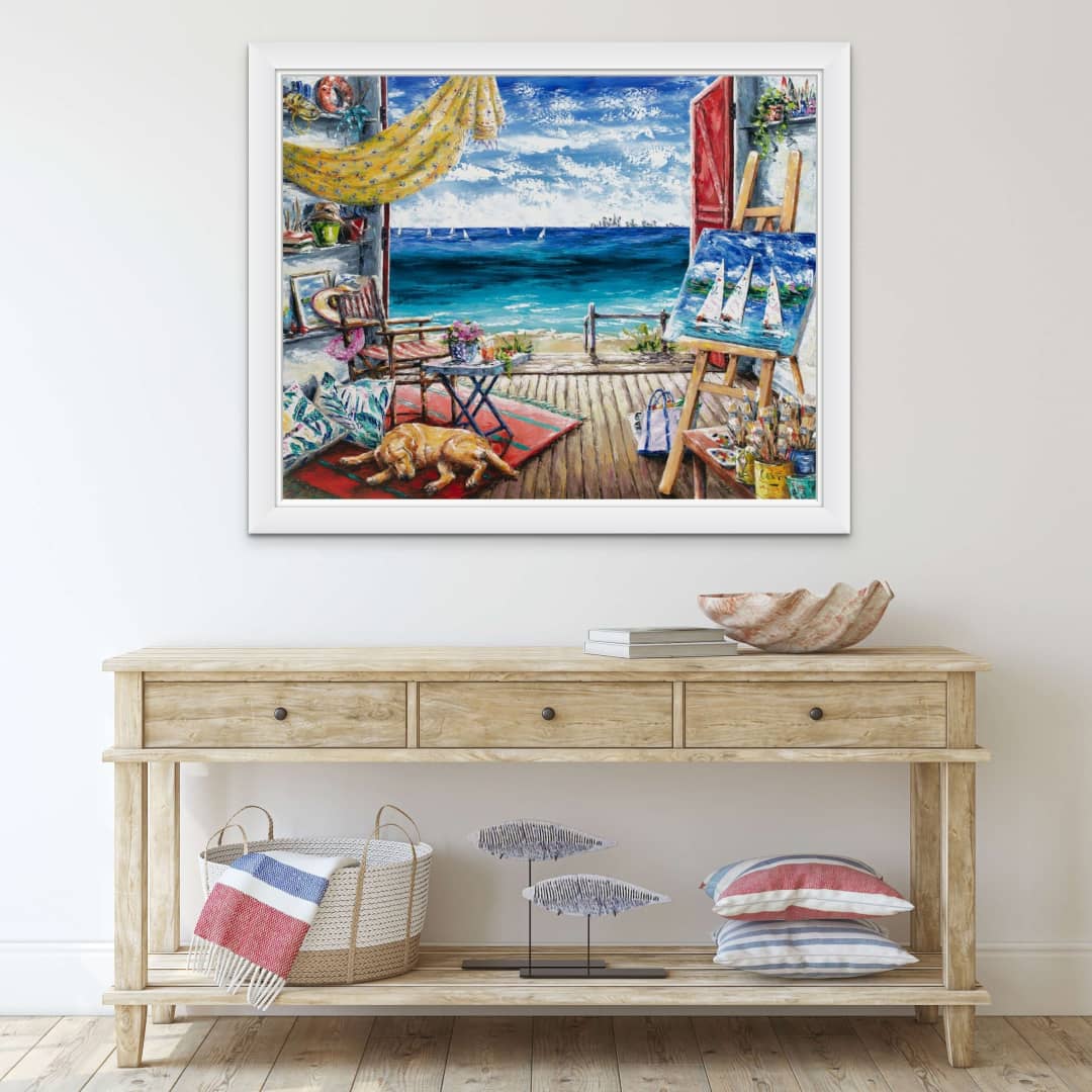 Australian Artist Esther Shohet Painting ~ 'If I Had a Beach Box' - Curate Art & Design Gallery in Sorrento Mornington Peninsula Melbourne