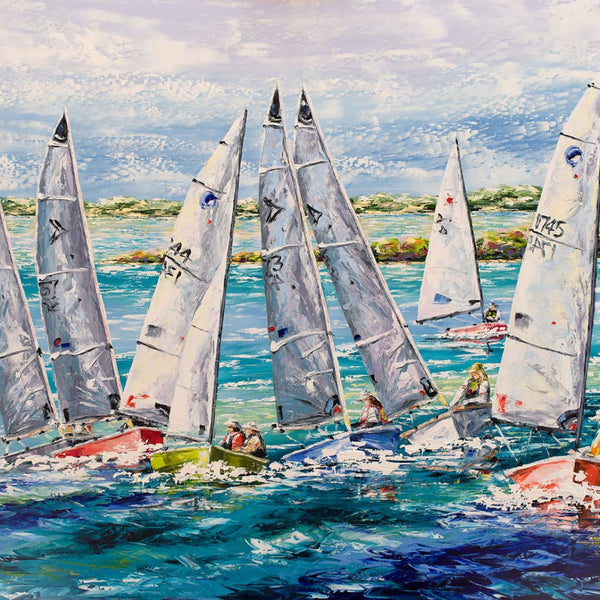 Australian Artist Esther Shohet Painting ~ 'Saturday Sailing' - Curate Art & Design Gallery Sorrento Mornington Peninsula Melbourne