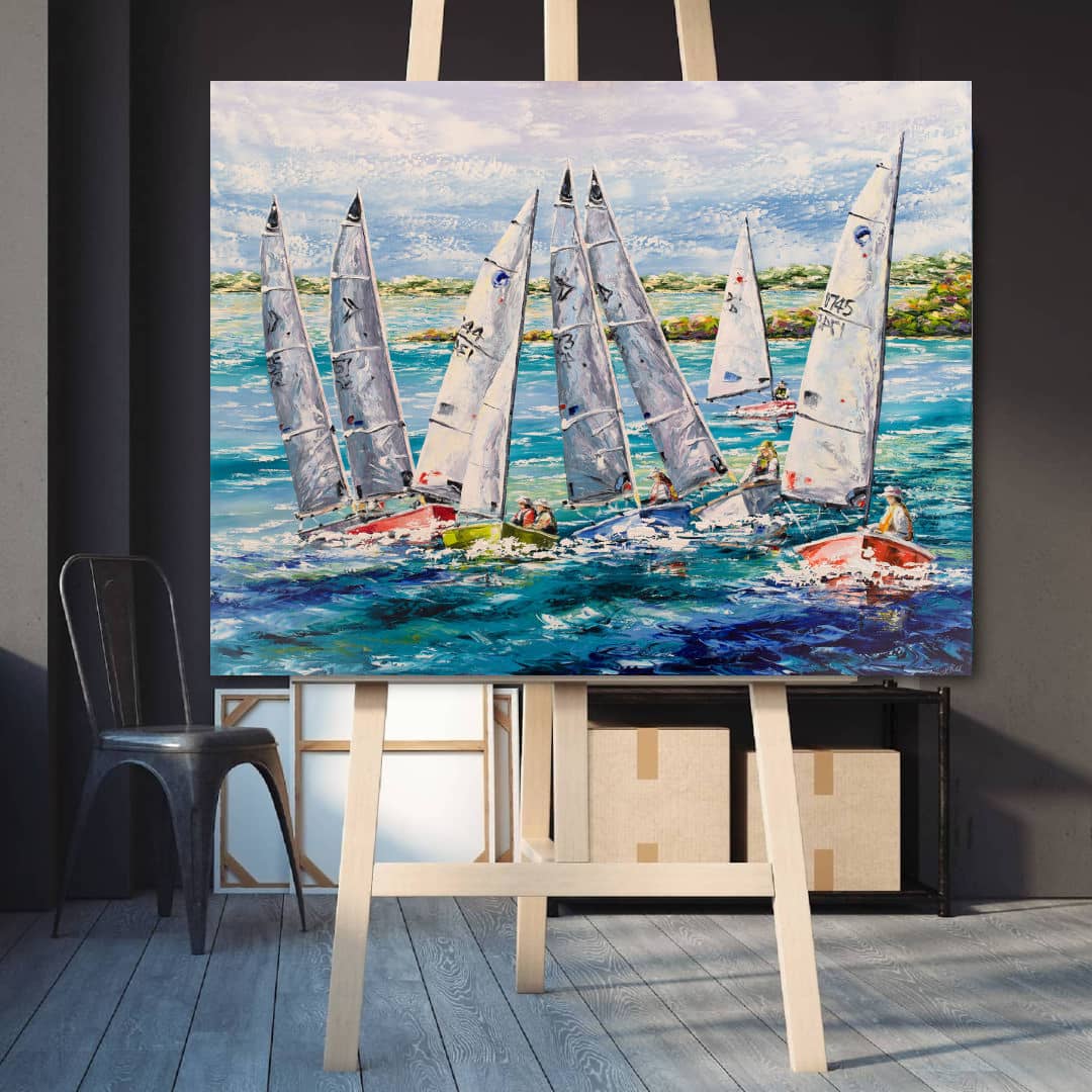 Australian Artist Esther Shohet Painting ~ 'Saturday Sailing' - Curate Art & Design Gallery Sorrento Mornington Peninsula Melbourne