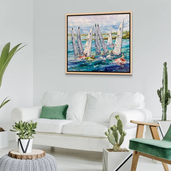 Australian Artist Esther Shohet Painting ~ 'Saturday Sailing' - Curate Art & Design Gallery Sorrento Mornington Peninsula Melbourne