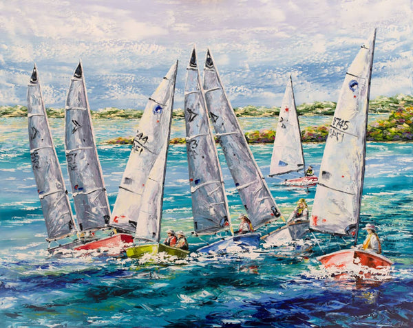 Australian Artist Esther Shohet Painting ~ 'Saturday Sailing' - Curate Art & Design Gallery Sorrento Mornington Peninsula Melbourne