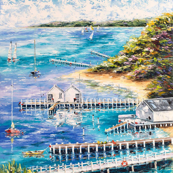 Australian Artist Esther Shohet Painting ~ 'The Jetties' - Curate Art & Design Gallery Sorrento Mornington Peninsula Melbourne