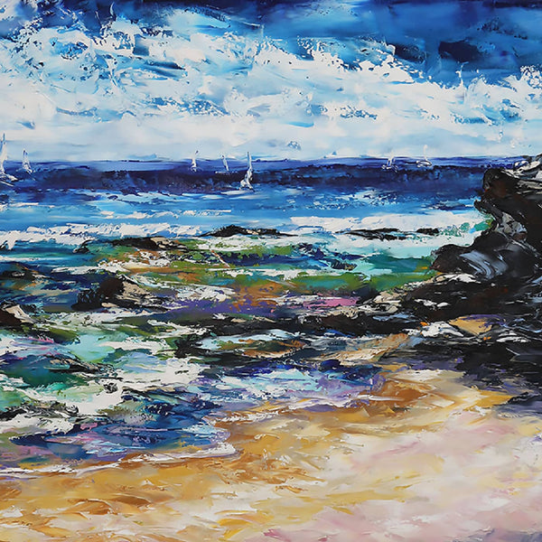 Australian Artist Esther Shohet Painting Titled 'Colourful Moments of Mt. Martha' - Curate Art & Design Gallery Sorrento Victoria