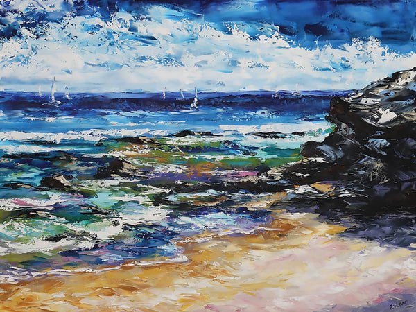 Australian Artist Esther Shohet Painting Titled 'Colourful Moments of Mt. Martha' - Curate Art & Design Gallery Sorrento Victoria