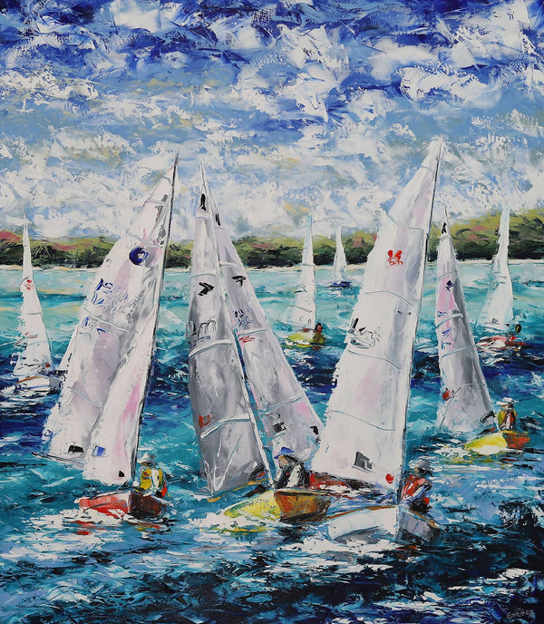 Tasmanian Based Australian Artist Esther Shohet Painting ~ 'The Finish Line, Safety Beach' - Curate Art & Design Gallery Sorrento Victoria