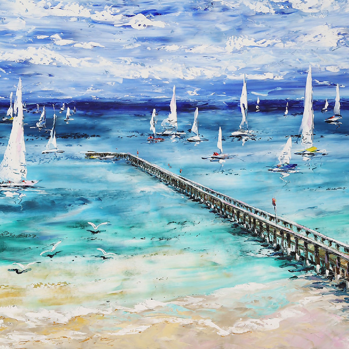 Tasmanian-Based Australian Artist Esther Shohet Painting ~ 'Setting Sail in Sorrento' - Curate Art & Design Gallery Sorrento Victoria