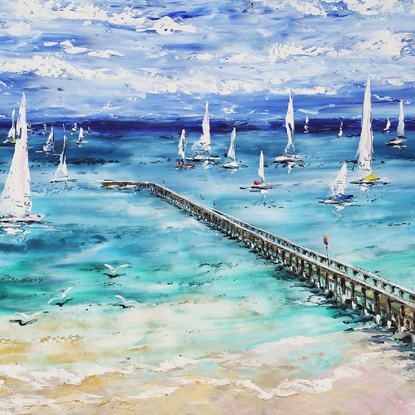 Tasmanian-Based Australian Artist Esther Shohet Painting ~ 'Setting Sail in Sorrento' - Curate Art & Design Gallery Sorrento Victoria