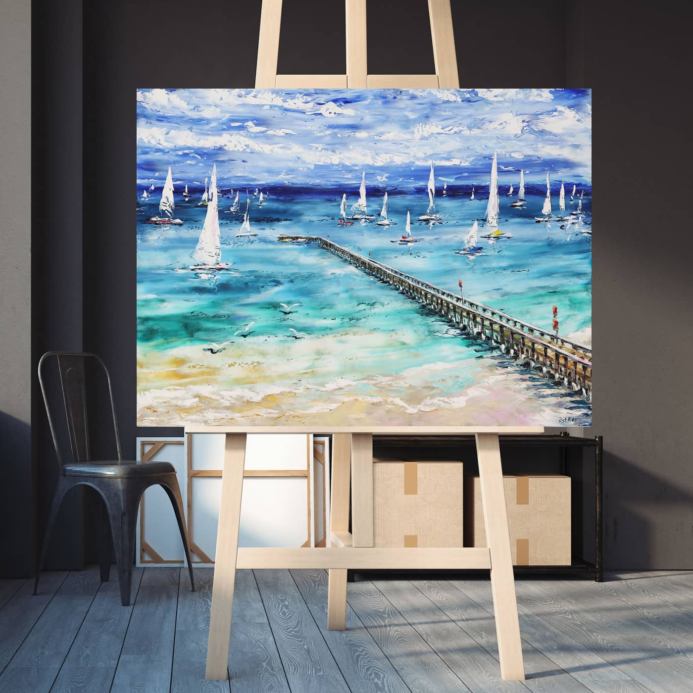 Tasmanian-Based Australian Artist Esther Shohet Painting ~ 'Setting Sail in Sorrento' - Curate Art & Design Gallery Sorrento Victoria