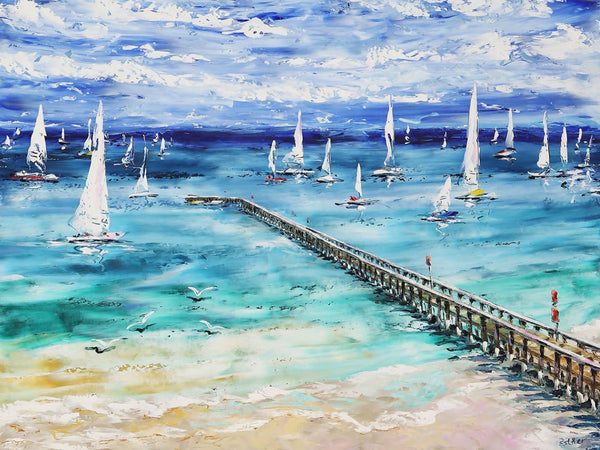 Tasmanian-Based Australian Artist Esther Shohet Painting ~ 'Setting Sail in Sorrento' - Curate Art & Design Gallery Sorrento Victoria