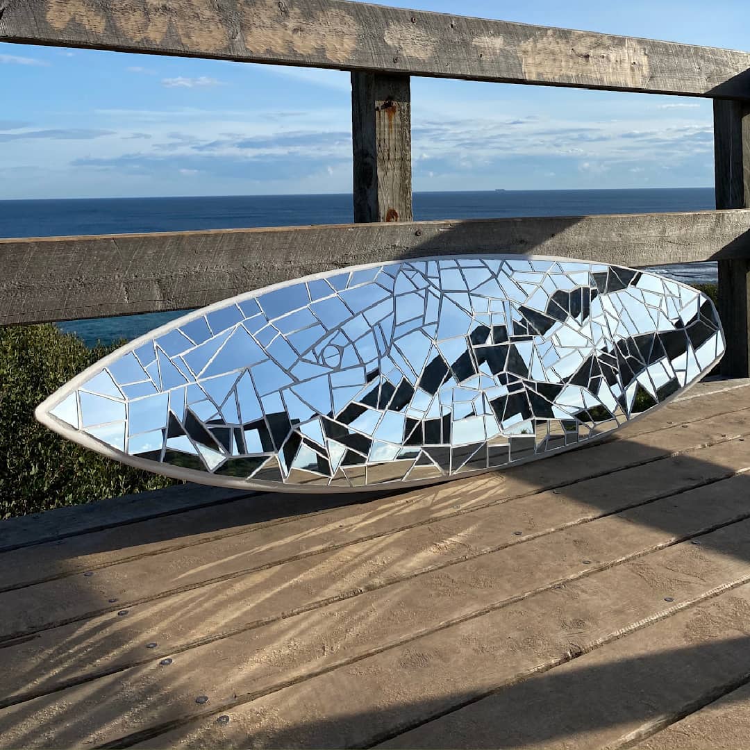 Jimmy Huddle Mosaic Surfboard ~ 'Evanesce' - Curate Art & Deisgn Gallery in Sorrento Mornington Peninsula Melbourne