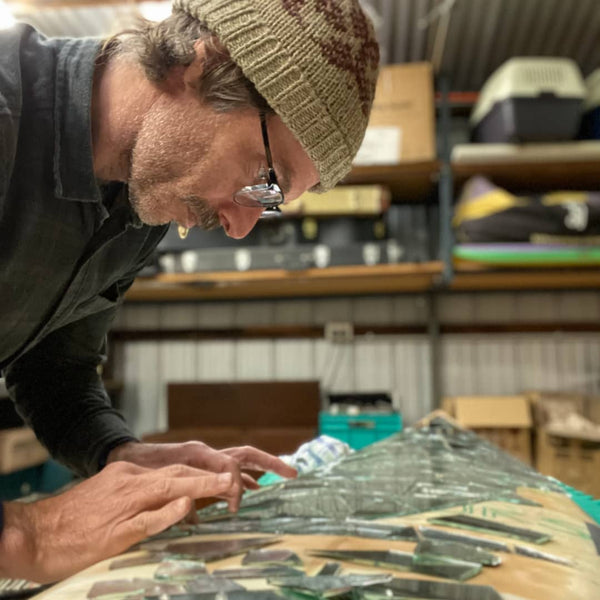 Jimmy Huddle Mosaic Surfboard ~ 'Evanesce' - Curate Art & Deisgn Gallery in Sorrento Mornington Peninsula Melbourne