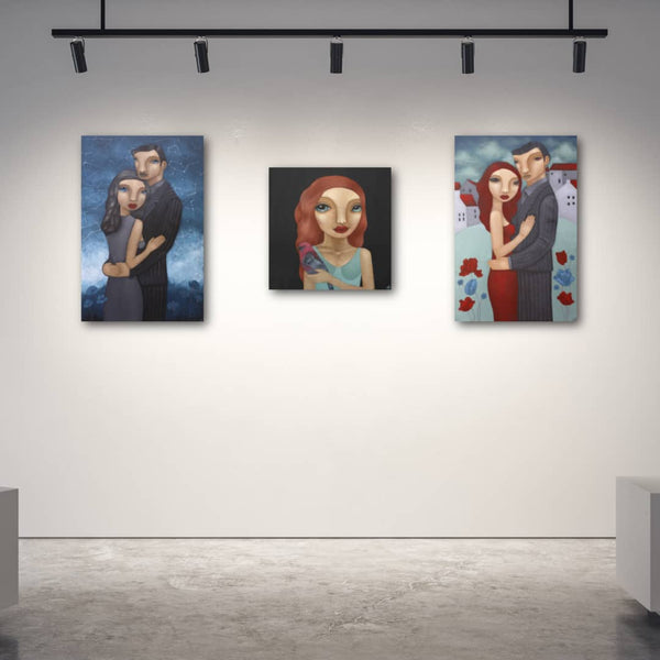 Australian Artist Liz McKay Paintings ~ 'Star Gazing' & 'The Girl and the Finch' & 'In the Strawberry Field' - Curate Art & Design Gallery Sorrento Mornington Peninsula Melbourne
