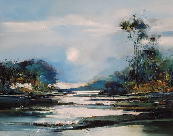Australian Artist Peter Barraclough Painting ~ 'Silver Moon' - Curate Art & Design Gallery Sorrento Victoria