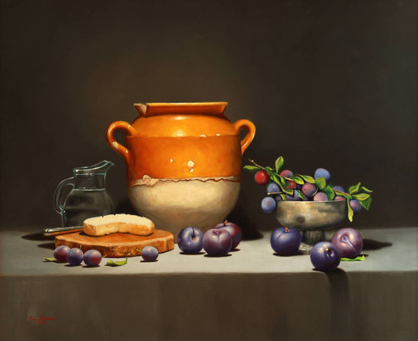 Vicki Sullivan Painting ~ 'French Confit Pot with Camembert' - Curate Art & Design Gallery Sorrento Mornington Peninsula Melbourne