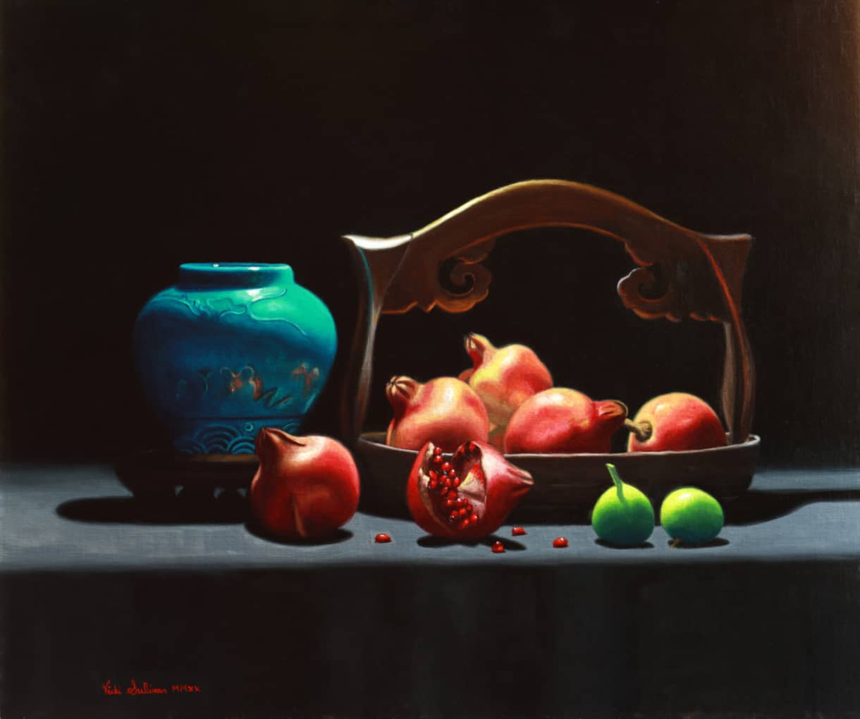 Vicki Sullivan Painting ~ 'Pomegranates and Figs' - Curate Art & Design Gallery Sorrento Mornington Peninsula Melbourne