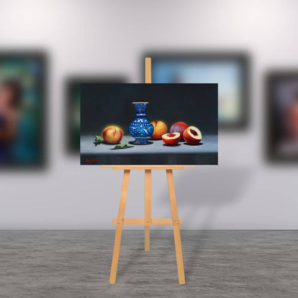 Australian Artist (ARC Living Master) Vicki Sullivan Painting ~ 'Peaches with Persian Tznik Vase' - Curate Art & Design Gallery Sorrento Mornington Peninsula Melbourne