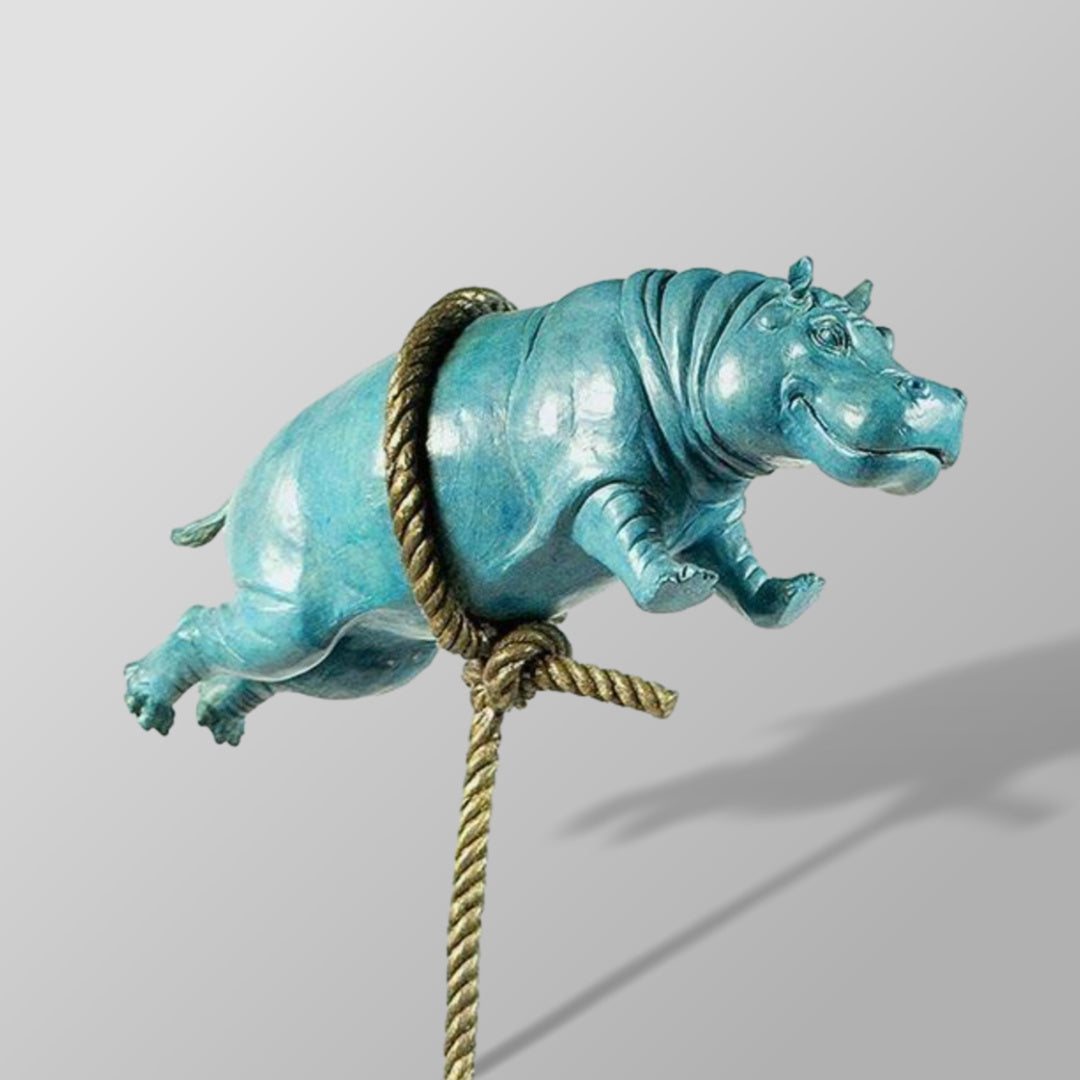 Gillie and Marc Sculpture ~ 'Flying Hippo on Long Rope' Green - Curate Art & Design Gallery Sorrento Mornington Peninsula Melbourne