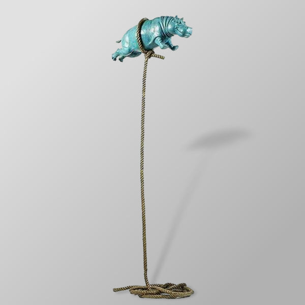 Gillie and Marc Sculpture ~ 'Flying Hippo on Long Rope' Green - Curate Art & Design Gallery Sorrento Mornington Peninsula Melbourne