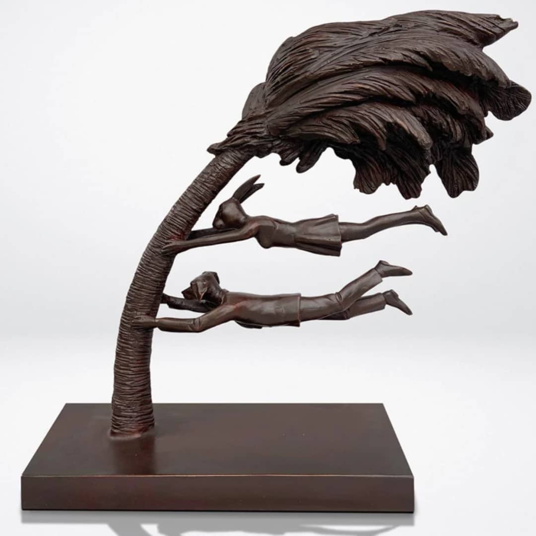 Gillie and Marc Bronze Sculpture ~ 'Blowing in the Wind' - Curate Art & Design Gallery Sorrento Mornington Peninsula Melbourne