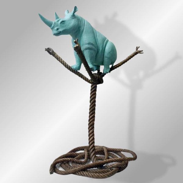 Australian Artists Gillie and Marc Bronze Sculpture ~ 'Rhino on a Tree Rope of Life' - Curate Art & Design Gallery Sorrento Mornington Peninsula Melbourne