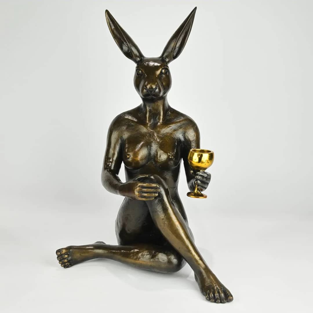 Australian Artist Gillie and Marc Bronze Sculpture ~ 'She Loved a Good Red' (Gold) - Curate Art & Design Gallery Sorrento Mornington Peninsula Melbourne