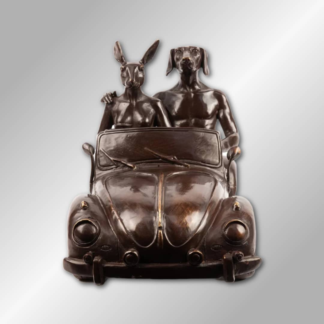 Australian Artists Gillie and Marc Bronze Sculpture ~ 'They Had the VW Car Bug' - Curate Art & Design Gallery Sorrento Mornington Peninsula Melbourne