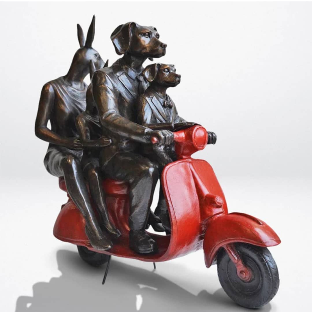 Gillie and Marc Bronze Sculpture ~ 'The Family That Rides Together Stays Together' - Curate Art & Design Gallery Sorrento Mornington Peninsula Melbourne