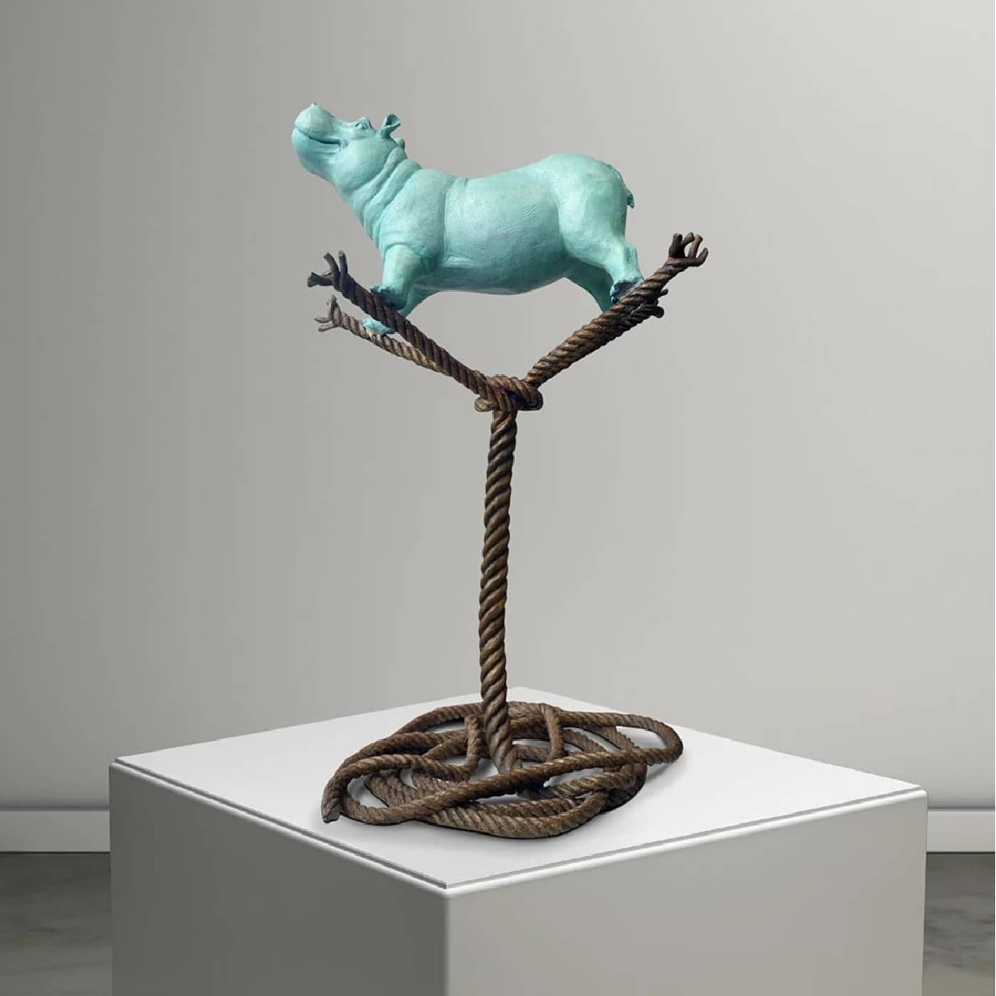 Gillie and Marc Sculpture ~ 'Hippo on a Tree Rope of Life' (Sold)