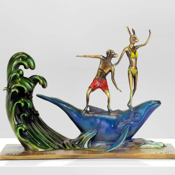 Gillie and Marc Bronze Sculpture ~ 'They Had a Whale of a Adventure on a Grand Scale' - Curate Art & Design Gallery Sorrento Mornington Peninsula Melbourne
