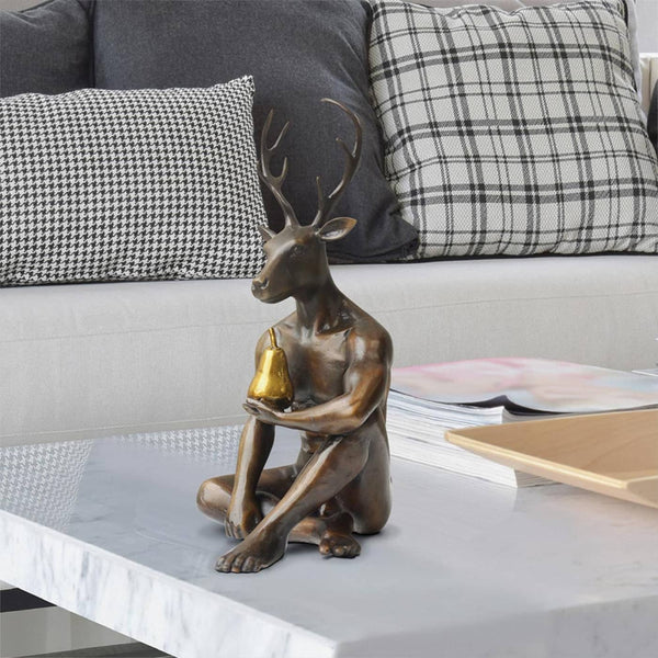 Gillie and Marc Bronze Sculpture ~ 'Deerman Grew a Pear' (Gold) - Curate Art & Design Gallery Sorrento Mornington Peninsula Melbourne